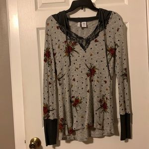 Full Tilt, Long Sleeved Thermal Floral Hoodie, Size XL, Like New, Never Worn.